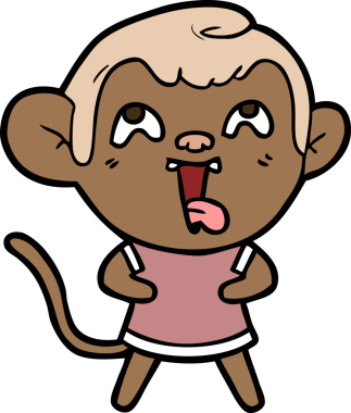 Bir insan tarafından çizilmiş çılgın çizgi film maymunu