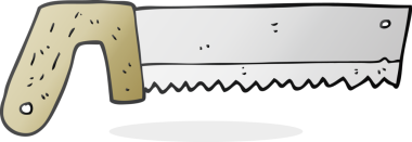 Bir insan tarafından çizilmiş karikatür ahşap testeresi.