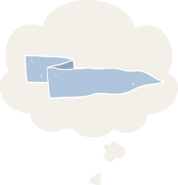 Düşünce baloncuğu şeklinde bir insan tarafından çizilmiş çizgi film afişi.