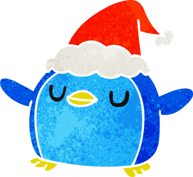 Bir insan tarafından çizilmiş Kawaii pengueninin eski bir karikatürü.