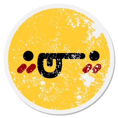 Bir insan tarafından çizilmiş şaşkın yüz dairesel etiketi