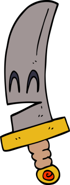 karikatür mutlu sihirli kılıç bir insan tarafından çizildi