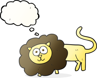 Bir insan tarafından çizilmiş serbest çizim düşünce baloncuklu çizgi film hayvanları