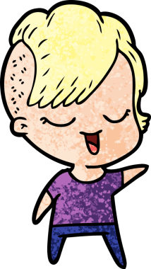 Bir insan tarafından çizilmiş mutlu çizgi film kızı.