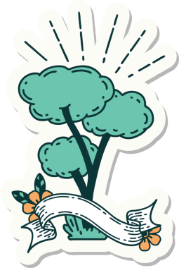 Bir insan tarafından çizilmiş dövme stili bir ağacın çıkartması.