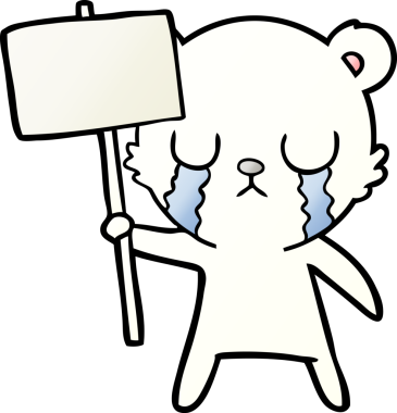 Bir insan tarafından çizilmiş üzgün küçük kutup ayısı çizgi filmi.