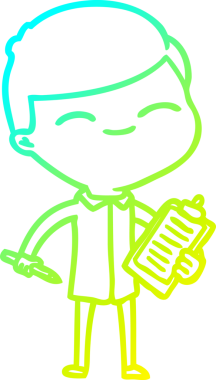 Bir insan tarafından çizilmiş bir pano ile gülümseyen bir karikatür çizimi.