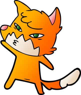 Bir insan tarafından çizilmiş akıllı çizgi film tilkisi.