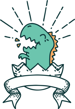 Bir insan tarafından çizilmiş, dövmeli, kuluçkaya yatmış bir dinozor.