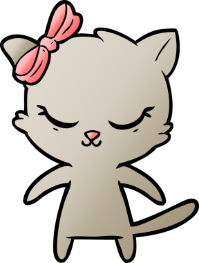 Bir insan tarafından çizilmiş sevimli çizgi film kedisi.