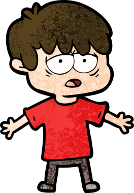 Bir insan tarafından çizilmiş bitkin çocuk çizgi filmi.