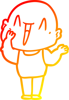 Bir insan tarafından çizilmiş mutlu, kel bir adamın sıcak çizgi çizimi.