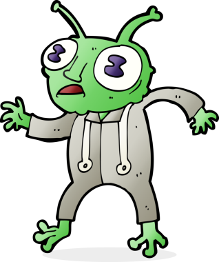 bir insan tarafından çizilmiş uzaylı uzay adamı çizgi filmi