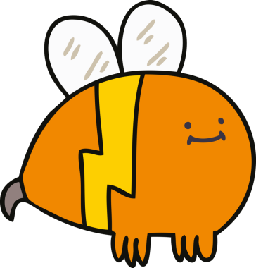 Bir insan tarafından çizilmiş garip bir çizgi film yaban arısı.