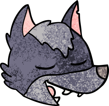 Bir insan tarafından çizilmiş bir kurt yüzü.