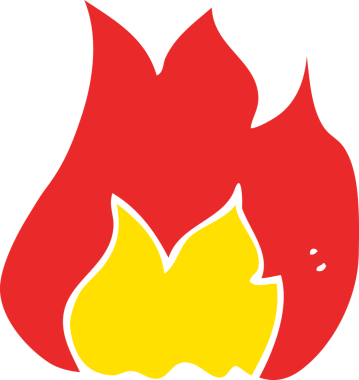 Bir insan tarafından çizilmiş ateş sembolünün düz renk çizimi