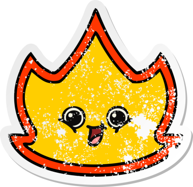 Bir insan tarafından çizilmiş şirin bir çizgi film yangınının sıkıntılı çıkartması.