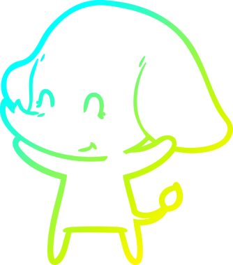 Bir insan tarafından çizilmiş şirin bir filin soğuk gradyan çizgisi