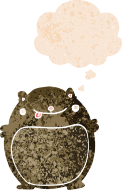 Düşünce baloncuğu ve grunge ile çizgi film ayısı bir insan tarafından çizilmiş tedirgin geçmiş doku