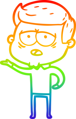 Gökkuşağı gradyan çizgi çizimi bir insan tarafından çizilmiş yorgun bir adam