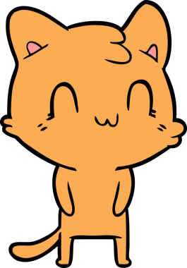 Bir insan tarafından çizilmiş mutlu bir kedi.