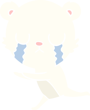 Ağlayan kutup ayısı bir insan tarafından çizilmiş düz renkli çizgi film.