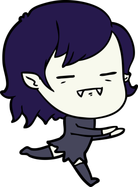 Bir insan tarafından çizilmiş ölümsüz vampir kız çizgi filmi.