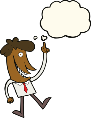 Bir insan tarafından çizilmiş düşünce baloncuğu fikri olan çizgi film adamı.