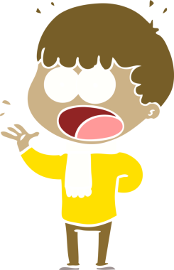 Düz renkli çizgi film bir insan tarafından çizilmiş.