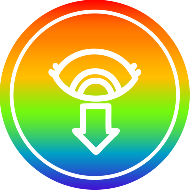 bir insan tarafından çizilmiş gökkuşağı gradyan göz dairesel simgesi