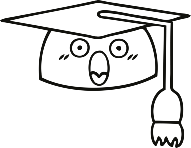 Mezuniyet şapkası çizimi bir insan tarafından çizilmiş.