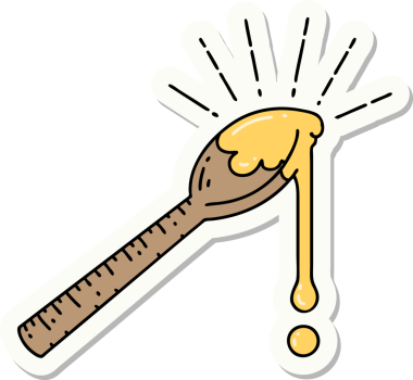 Bir insan tarafından çizilmiş bal dolu dövme stili çıkartması.