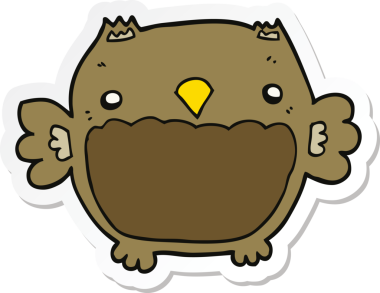 Bir insan tarafından çizilmiş bir baykuşun çıkartması.