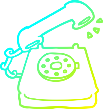 Bir insan tarafından çizilmiş eski bir telefonun soğuk gradyan çizimi