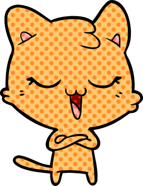 Bir insan tarafından çizilmiş mutlu çizgi film kedisi.