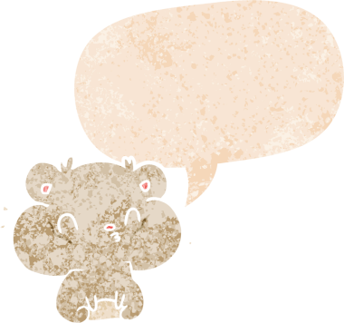 Bir insan tarafından çizilmiş, grunge 'da konuşma baloncuğu olan çizgi film hamster' ı.