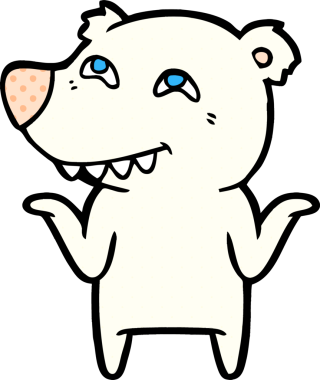 Karikatür kutup ayısı bir insan tarafından çizilmiş dişleri gösteriyor