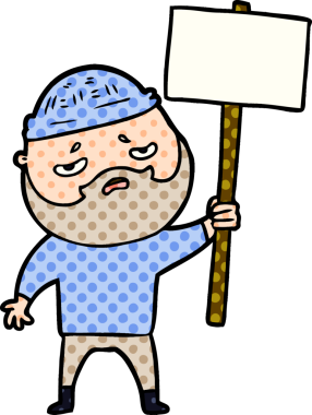 Bir insan tarafından çizilmiş sakallı endişeli bir adam.