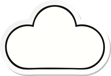 Bir insan tarafından çizilmiş şirin beyaz bulut etiketi.