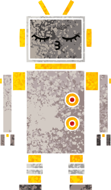 Bir insan tarafından çizilmiş bir robotun retro çizim tarzı karikatürü