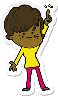 Bir insan tarafından çizilmiş, hayal kırıklığına uğramış bir kadının çıkartması.