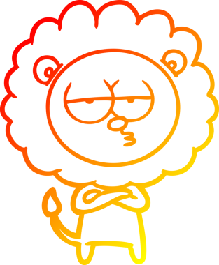 Bir insan tarafından çizilen ve canı sıkılan bir aslanın sıcak çizgi çizimi