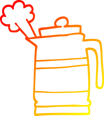 Bir insan tarafından çizilen karikatür çaydanlığının sıcak gradyan çizimi