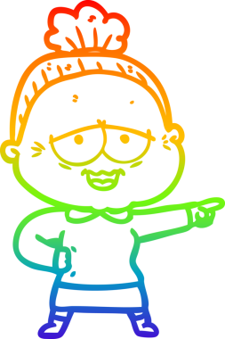 Gökkuşağı gradyan çizgi çizimi Bir insan tarafından çizilmiş mutlu yaşlı kadın