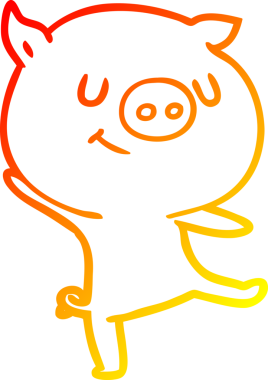 Bir insan tarafından çizilmiş mutlu çizgi film domuzu çizimi.