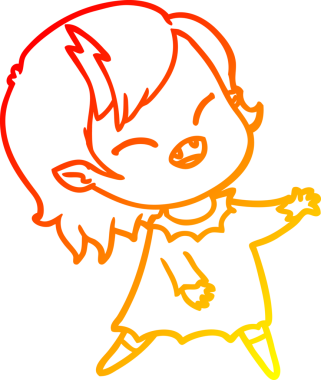 Bir insan tarafından çizilmiş gülen vampir kız çizgi filmi.