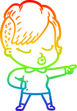 Gökkuşağı gradyan çizgi çizimi Bir insan tarafından çizilmiş güzel hippi kız