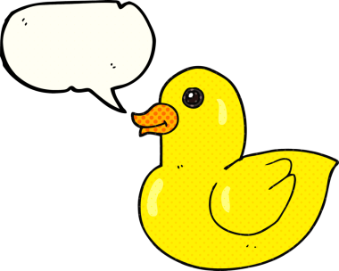 El yazısıyla çizilmiş çizgi roman konuşma balonu bir insan tarafından çizilmiş lastik ördek.