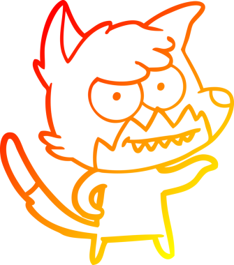 Bir insan tarafından çizilmiş sırıtan bir tilkinin sıcak çizgi çizimi