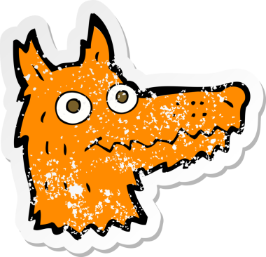 Bir insan tarafından çizilmiş bir tilki kafasının gerilimli çıkartması.